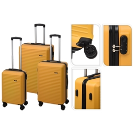Resväska set 3 st. med 4 roterande hjul, gul