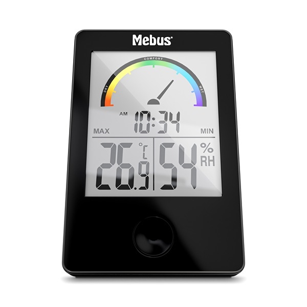 Mebus inomhustermometer och hygrometer, svart  