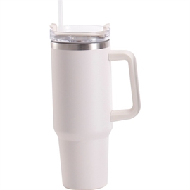 Excellent Houseware Resemugg med sugrör och handtag, 1200 ml. Benvit 