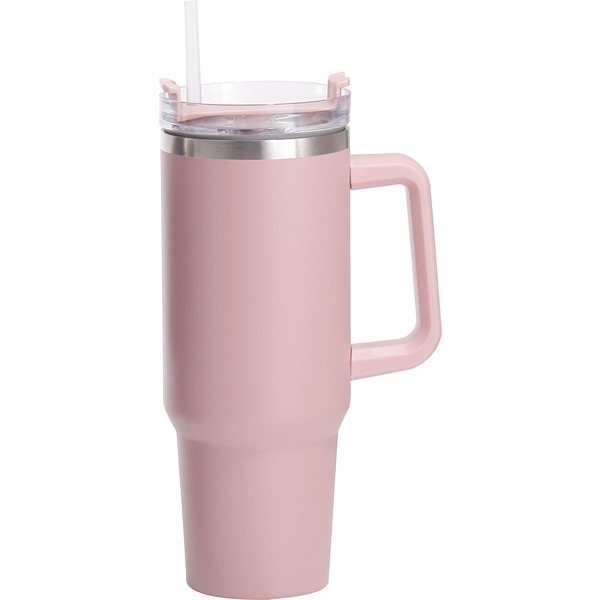 Excellent Houseware Resemugg med sugrör och handtag, 1200 ml. Dusty Pink 