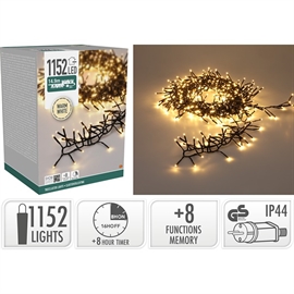 LED Treecluster Ljuskedja 14,9 m 1152 LED, Varmvit