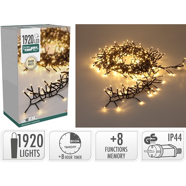 LED Treecluster Ljuskedja 24,9 m 1920 LED, Varmvit