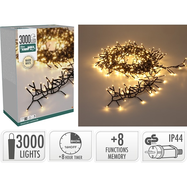 LED Treecluster Ljuskedja 39 m 3000 LED, Varmvit