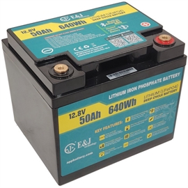 E&J litiumbatteri 12 volt 50Ah (Bluetooth + HEAT)